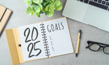 Overview image of desk with a 2025 planner for blog post best work from home jobs for 2025